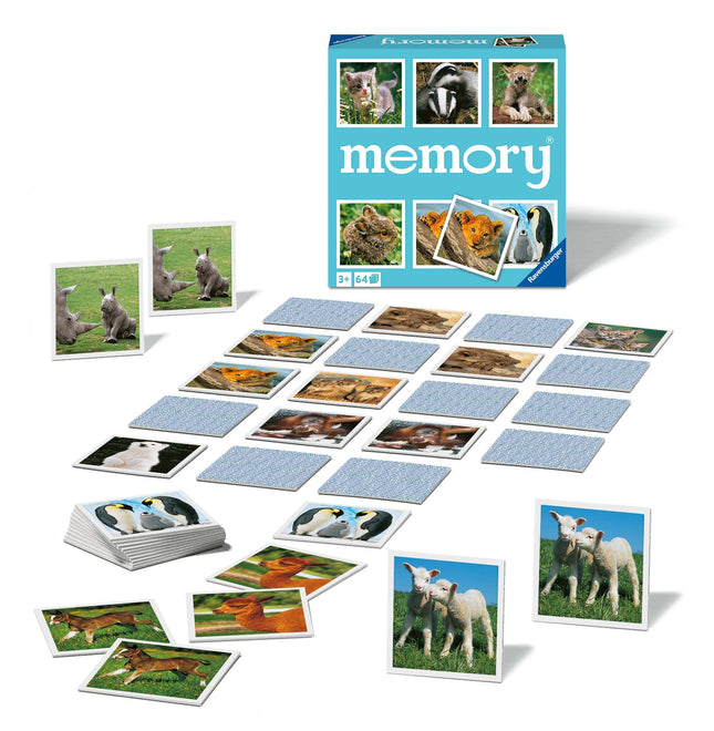 Ravensburger Animal Babies Memory Game - Matching Picture Snap Pairs For Kids Age 3 Years Up - Educational Todder Toy