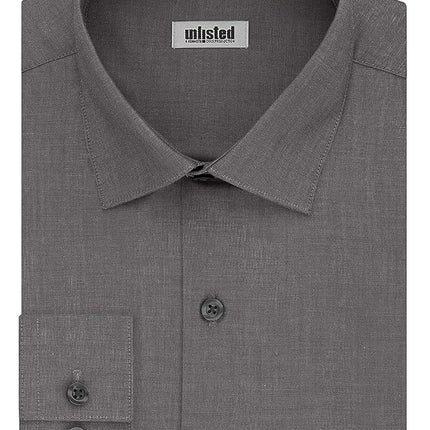 UNLISTED Men's Dress Shirt Solid, Graphite, 17"-17.5" Neck 36"-37" Sleeve