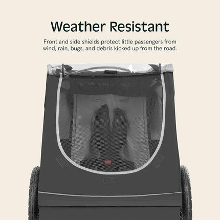 Retrospec Rover Remolque de Bicicleta para Niños - Remolque Plegable/Desmontable para Bicicleta con Ruedas de 16", Reflectores de Seguridad y Compartimento de Almacenamiento Trasero para Niños de Uno o Dos Pasajeros - Negro