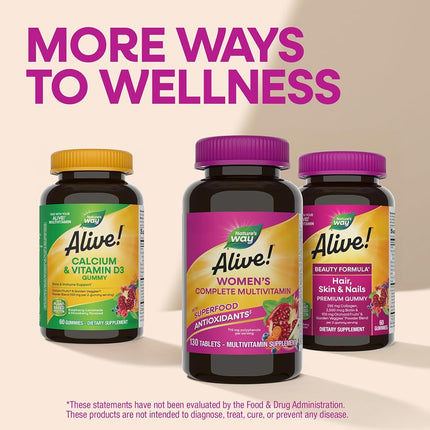 Nature's Way Alive! Womens Energy Complete Multivitamin, High Potency B-vitamins, 130 Tablets, 130 Count