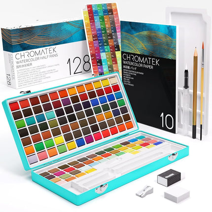 CHROMATEK Watercolour Paint Set – 128 Colours for 