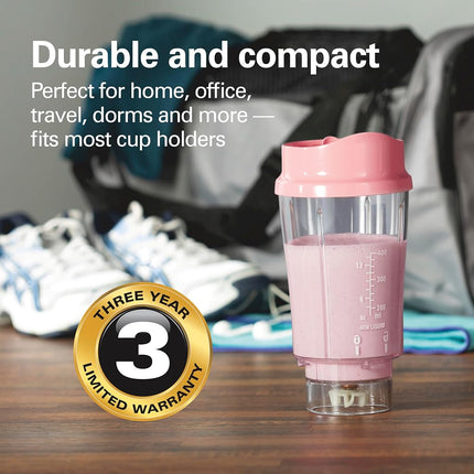 Hamilton Beach Personal Blender for Smoothies & Protein Shakes, Portable Single Serve Blender with Travel Lid, 14 oz BPA-Free Jar, 175W, Compact Countertop Blender Coral, 51171