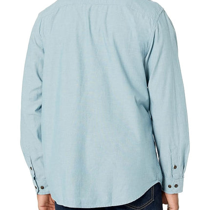 Carhartt Men's Original Fit Long Sleeve Work Utility Button Down Shirt, Blue Chambray, S