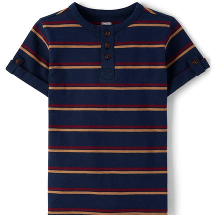 Gymboree,and Toddler Short Sleeve Henley T-Shirt,Maroon Smoke,3T, Tidal Striped, 4T