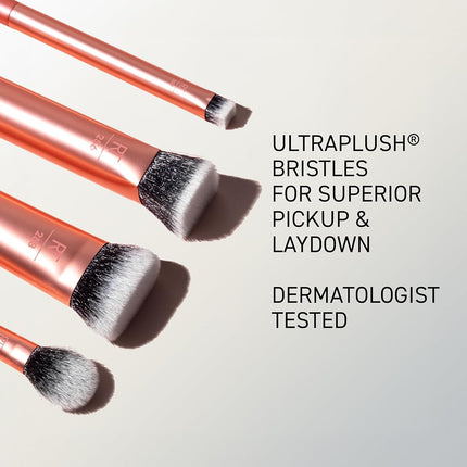 Real Techniques Face Base Makeup Brush Kit, For Concealer, Foundation, & Contour, Works With Liquid, Cream & Powder Products, Staples For Blending & Buffing, 4 Piece Set