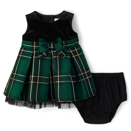 The Children's Place Baby Girls' and Newborn Sleeveless Dressy Dresses, Spruceshad Plaid, 12-18 Months