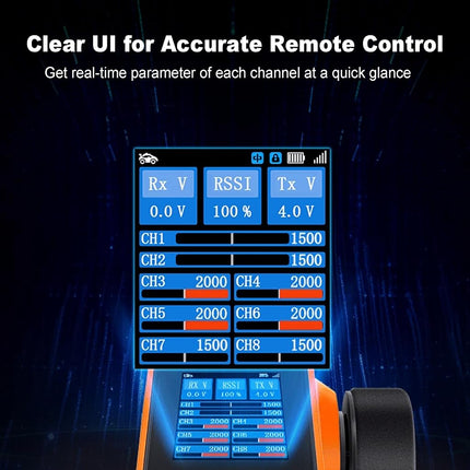 MEUS Racing ME-8B RC Transmitter 8 Channels 2.4GHz and Receiver for 1/8 1/10 1/18 1/24 RC Crawler Car Boat TRX4 TRX4M SCX10 SCX24 Upgrades Parts (Orange)