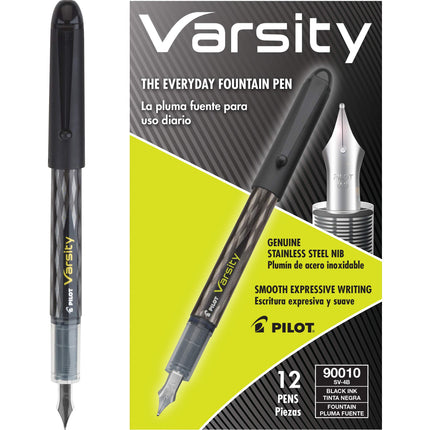 Pilot Varsity Disposable Fountain Pens, Black Ink,