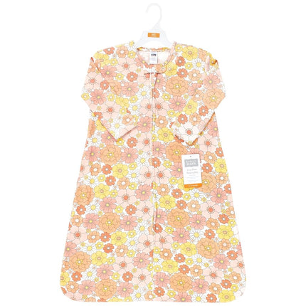Hudson Baby Unisex Baby Long Sleeve Cotton Jersey Sleeping Bag, Sack, Blanket, Peace Love & Flowers, 6-12 Months
