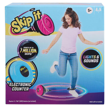 Skip It Retro Outdoor Toy, Light Up Ball and Digital Counter, Pink, Soft Foam Padded Ankle Ring, 79 cm Long, Screen Free Play, Toy for Boys, Girls, Kids Ages 5 and Up