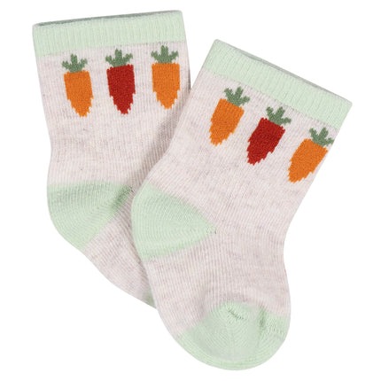 Gerber Unisex Baby 8-Pair Wiggle-Proof Sock, Happy Veggies, 6-9 Months