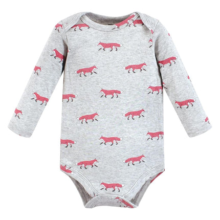 Hudson Baby unisex-baby Cotton Long-sleeve Bodysuits, Girl Woodland Animals, 3-6 Months