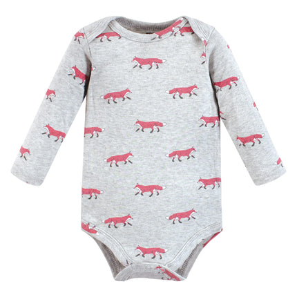 Hudson Baby unisex-baby Cotton Long-sleeve Bodysuits, Girl Woodland Animals, 3-6 Months