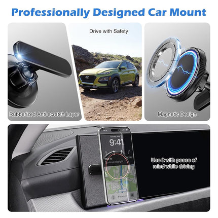 ALAFLY Designed for Hyundai Ioniq 5 Phone Mount, Magnetically Attaches to Metallic Dashboard for 2024 2025 Hyundai Sonata Kona & 2022-2025 Ioniq5 2026 Ioniq 9 [Compatible with MagSafe]