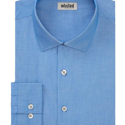 UNLISTED Men's Dress Shirt Slim Fit Solid, Hazy Blue, 16"-16.5" Neck 34"-35" Sleeve