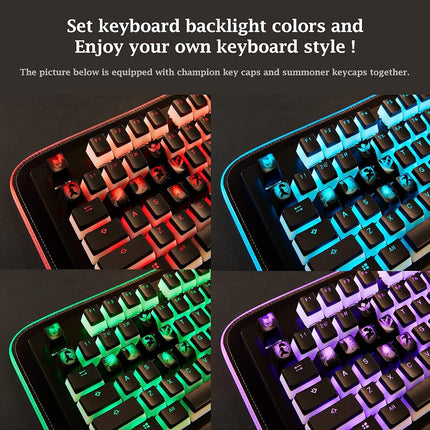 League of Legends Custom Keycaps (Champion Blitzcrank) - Laser Engraved with Each Champion's Portrait, Passive, and Skills. Fit with Any Mechanical Keyboard. League of Legends Gift for Gamers