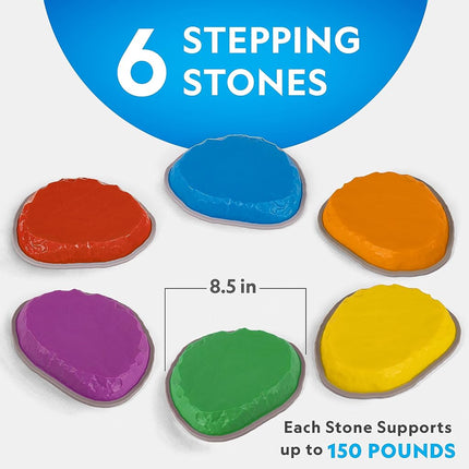 National Geographic Stepping Stones for Kids – Durable Non-Slip Balance Stones Encourage Toddler Gross Motor Skills, Indoor & Outdoor Toys, Obstacle Course (Set of 6)