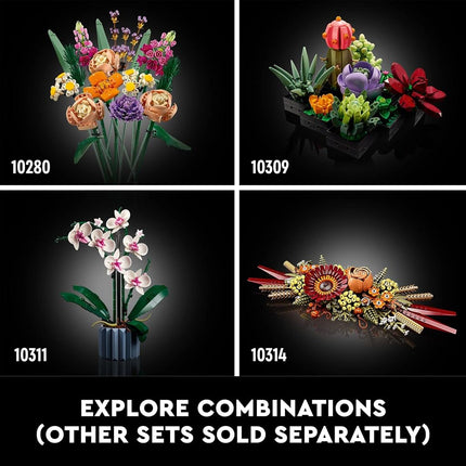 LEGO Icons Dried Flower Centerpiece 10314 Artificial Plants Set for Adults, Valentine D�cor, Creative Gift Idea (812 Pieces)