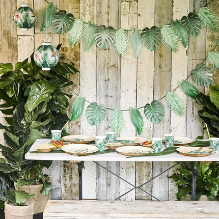 Talking Tables Green Tropical Palm Leaves Garland Bunting- 2.6M | Reusable Hawaiian Theme Party Decorations for Birthday, Summer, Luau, Jungle, Paper, Length, 8.5ft