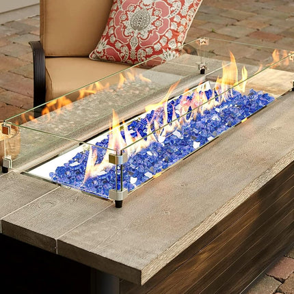 Mr. Fireglass 1/4 inch Reflective Fire Glass for Fireplace Fire Pit and Landscaping 10 lb High Luster Cobalt Blue
