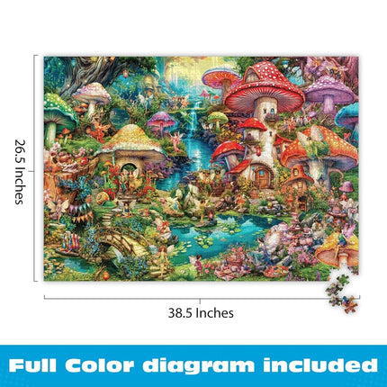 Buffalo Games - Aimee Stewart - Merry Mushroom Village Picnic - Rompecabezas de 2000 piezas para adultos, rompecabezas desafiante perfecto para noches de juegos - El tamaño final es 97,79 x 67,31 cm