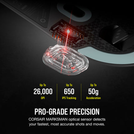 Ratón inalámbrico ultraligero para juegos Corsair M75 AIR – 2,4 GHz y Bluetooth – 26 000 PPP – Hasta 100 horas de batería – Compatible con iCUE – Negro