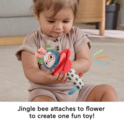 Fisher-Price Baby Toys Planet Friends Shake ‘n Rattle Busy Bee Sensory Plush 2-Piece Set for Newborns Ages 3+ Months, HYR56