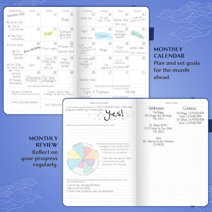 Legend Planner - Undated Weekly & Monthly Life Planner to Hit Your Goals & Live Happier. Organizer Notebook, Productivity Journal for Women & Men. A5 Hardcover, Lasts 1 Year, Stickers A5 (5.8'' x 8.3'') Royal Blue Gold Foil (Undated)