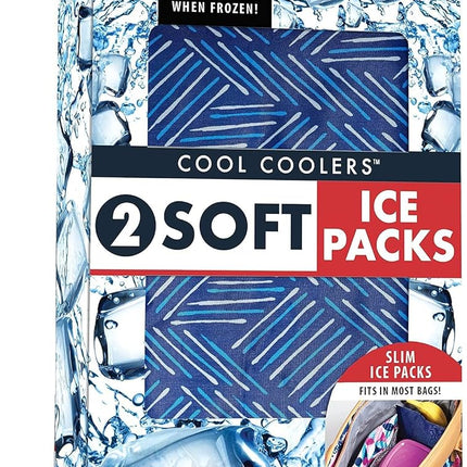 Fit & Fresh 10300FF Soft Cool, lot de 2 accumulateurs de froid souples pour sacs à déjeuner et glacières, motif tissé marine et bleu, 12,06 cm x 0,63 cm x 19,05 cm