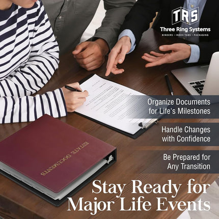 Estate Planning Portfolio- 1.5" Faux Leather Binder with Inserts (Burgundy)