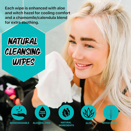 The Klean Freak Body Wipes - 12 count Individually Wrapped | Showerless Body Wipe for Women & Men | Sustainable Bodywipes for Gym, Travel, Camping | Peppermint