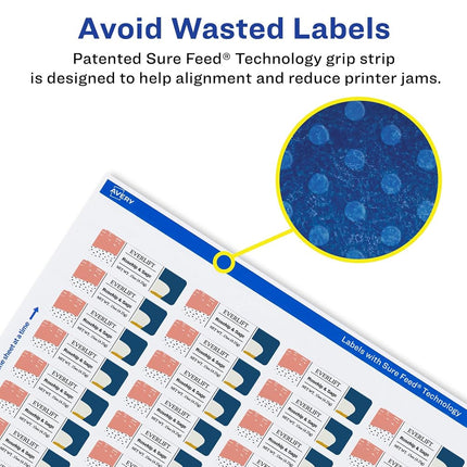 Avery Glossy Clear Rectangle Labels with Sure Feed, 1.25" x 1.75", 3,200 Glossy Clear Labels, Laser/Inkjet Printable Labels