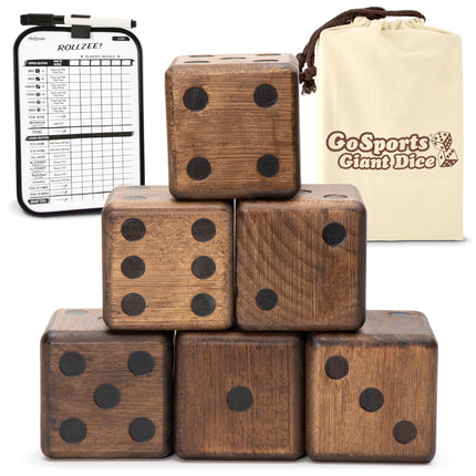 GoSports Giant Wooden Playing Dice Set with Rollze