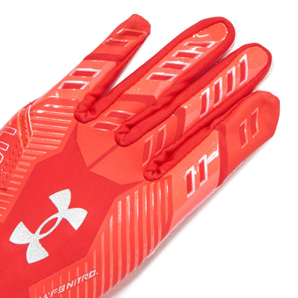 Under Armour Guantes de fútbol americano F9 Nitro para niño, (600) Rojo/Beta/Plateado metalizado, Mediano