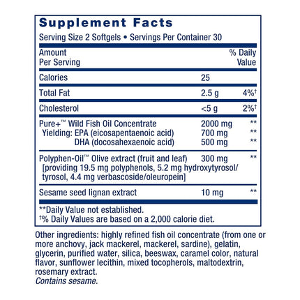 Life Extension Super Omega-3 EPA/DHA Withsesame Ligans and Olive Extract Softgels, 60 Count