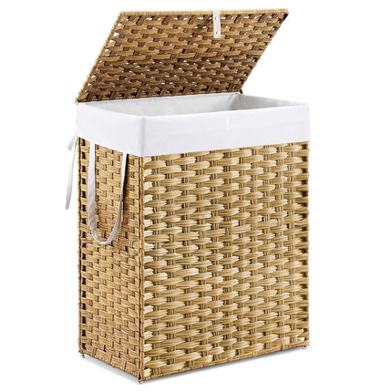 DUMOS Woven Laundry Basket with Lid, 90L Large Cap