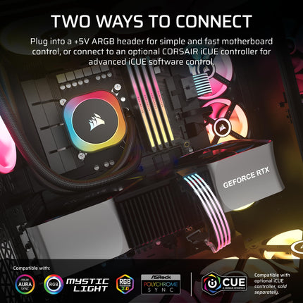 CORSAIR iCUE ARGB PSU Cable Strips – 2x 200mm LED Strips – 100 RGB LEDs Per Strip – Fits Any PSU Cable – Motherboard 5V ARGB Control – Black