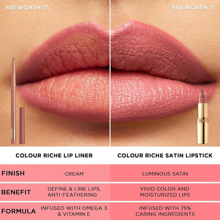 L'Oreal Paris Cosmetics Color Riche Lip Liner, Toffee To Be, 2 Count