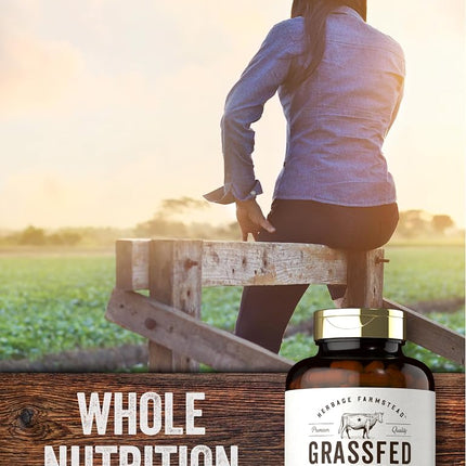 Grassfed Beef Organs Capsules 3250mg | 200 Count | Desiccated Liver, Kidney, Pancreas, Heart, Spleen Supplement | Non-GMO, Gluten Free | by Herbage Farmstead