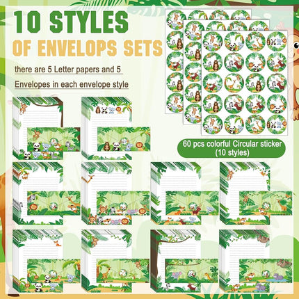 Taobary 160 Pack Stationery Paper Set,safari Animal,8.5 X 11 Inch