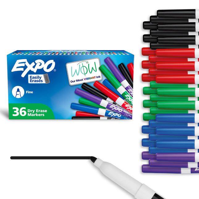EXPO Low Odor Dry Erase Markers Fine Tip Assorted 