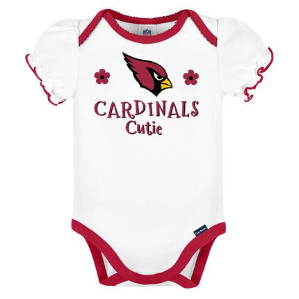 Lot de 3 grenouillères à manches courtes Gerber pour bébé fille, collection Standard NFL, couleur de l'équipe, 0-3 mois