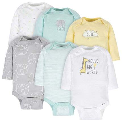 Gerber Unisex Baby 6 Pack Long-Sleeve Onesies Body