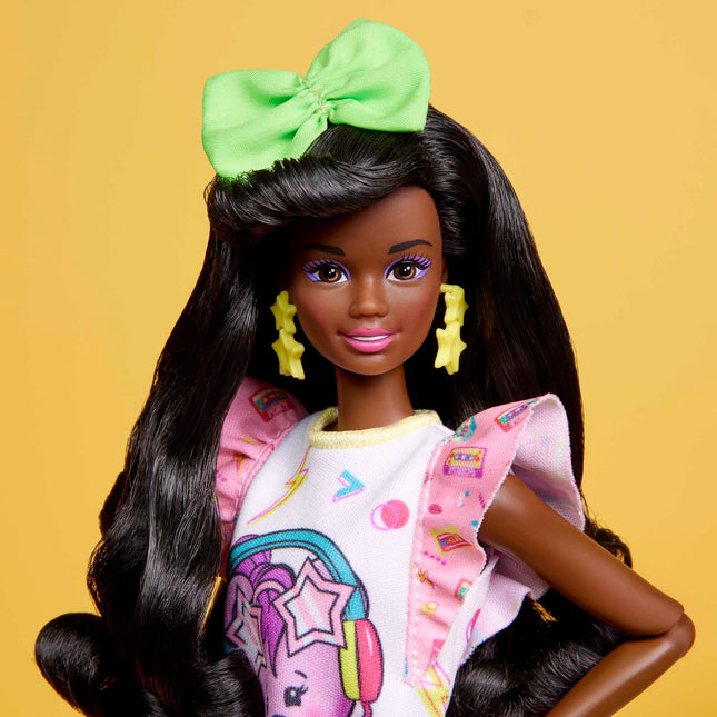 Barbie Doll, Curly Black Hair, 80s-Inspired Slumber Party, Barbie Rewind Series, Nostalgic Collectibles and Gifts, Clothes and Accessories, HJX19