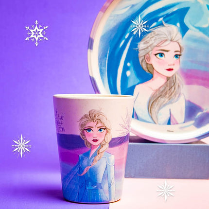 Juego de vajilla infantil de 3 piezas de Zak Designs Disney Frozen 2, plato, cuenco y vaso de melamina y bambú duraderos y sostenibles son perfectos para la hora de la cena en familia (Anna, Elsa, Olaf)