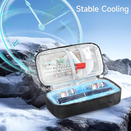 YOUSHARES Insulin Cooler Travel Case for Pen & Vials, Temperature Display Diabetic Medication Cooling Bag with Protective Ice Brick, TSA Approved Refrigerated Diabetes Supplies Carrying Organizer