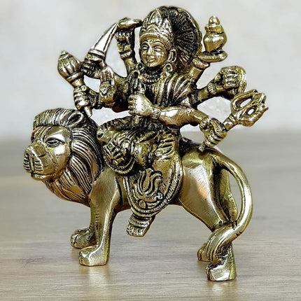 ESPLANADE Brass Statue Maa Durga Mata Rani Idol for Home Mandir (4.6")