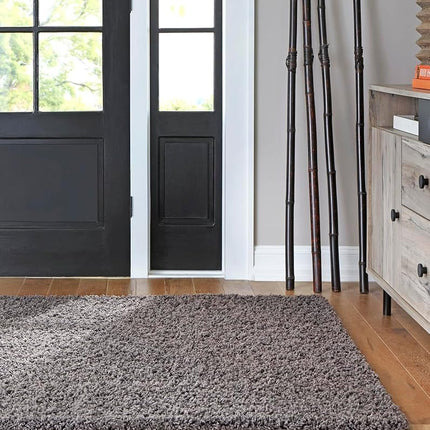 Unique Loom Solo Solid Shag Collection Area Rug- Modern Plush Rug Lush & Soft (4' 0 x 6' 0 Rectangular, Graphite Gray)