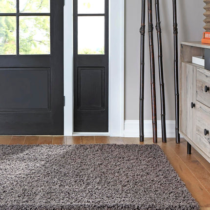 Unique Loom Solo Solid Shag Collection Area Rug- Modern Plush Rug Lush & Soft (4' 0 x 6' 0 Rectangular, Graphite Gray)
