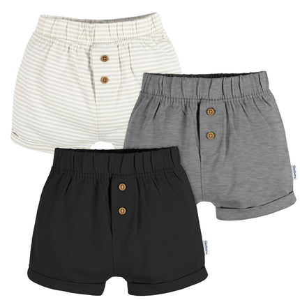 Gerber Baby 3-Pack Knit Shorts, Multicolor, Multic